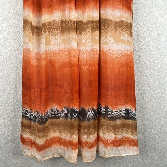 MSK Orange & Black Tie Dye Summer Vacation Travel Flowy Mini Dress Size Large - Picture 3 of 5